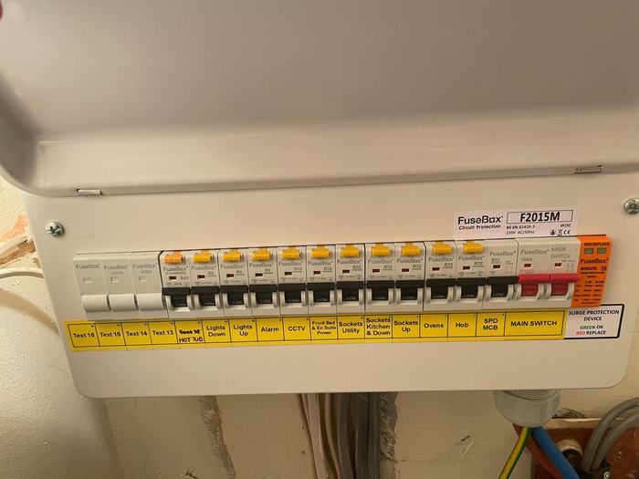 Consumer unit circuits, second installation